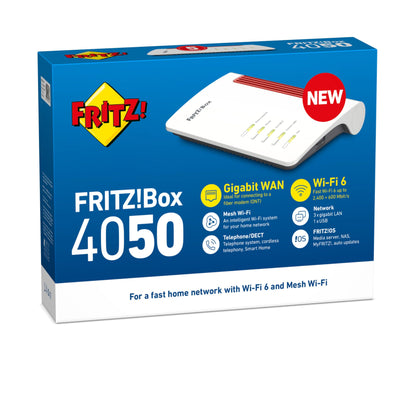 AVM FRITZ!Box 4050 – Wi-Fi 6 Dual-Band Router | 3.000 Mbit/s, Mesh, DECT, Medienserver, VPN, VOIP