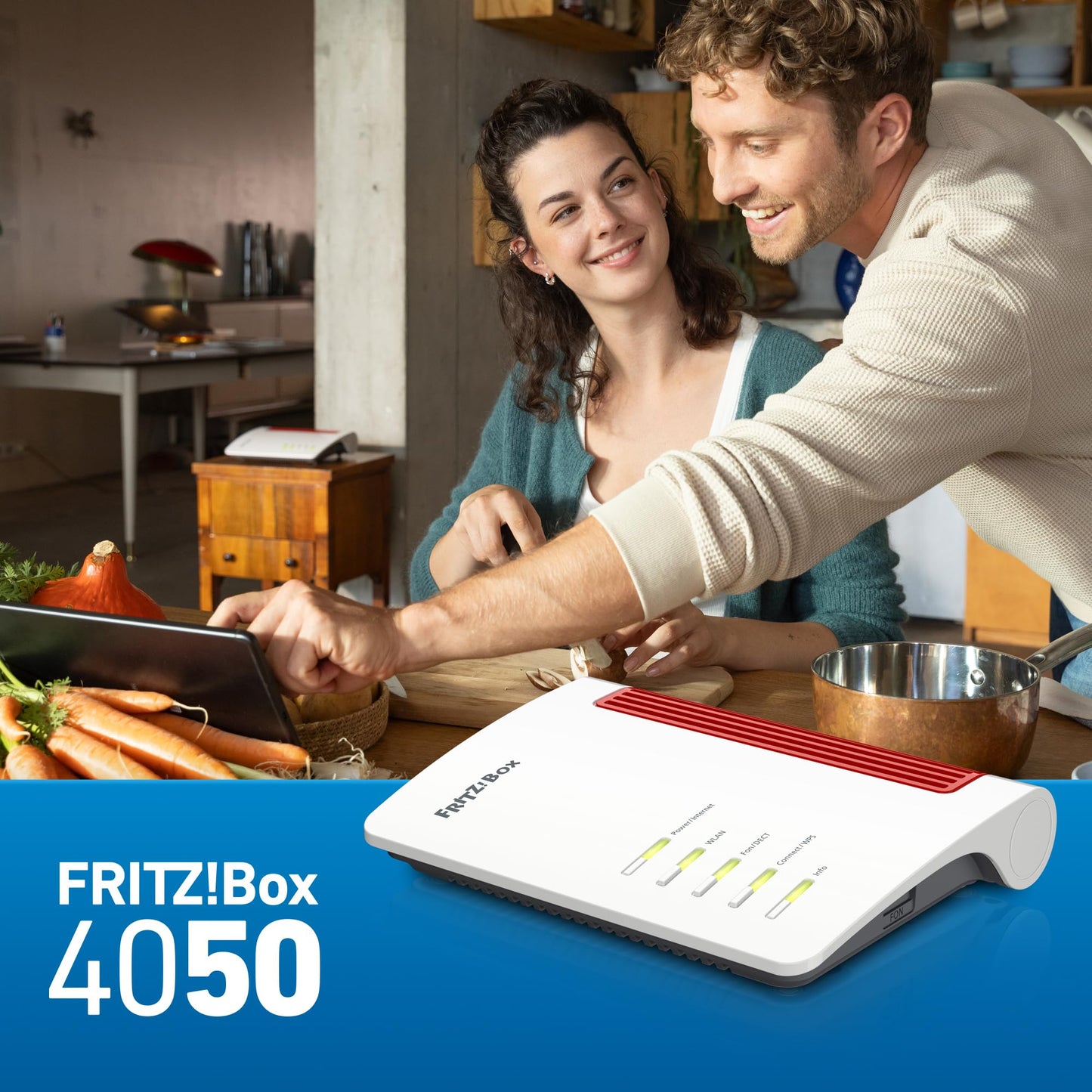 AVM FRITZ!Box 4050 – Wi-Fi 6 Dual-Band Router | 3.000 Mbit/s, Mesh, DECT, Medienserver, VPN, VOIP
